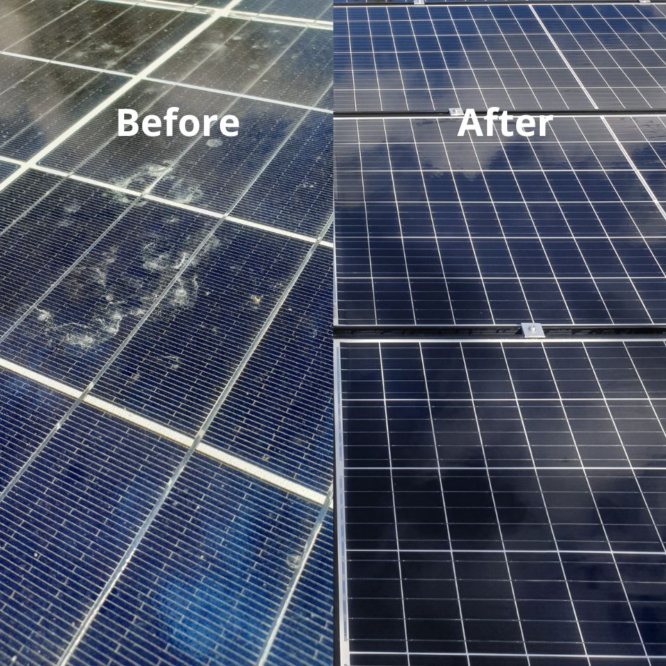 Before after solar panel cleaning brisbane logan ipswich